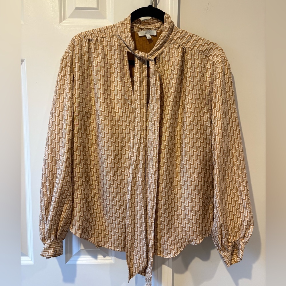 Joie Joslin Silk Printed Blouse in Oak - Picture 3 of 12